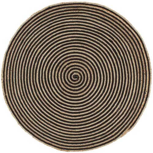 vidaXL Preproga iz jute črn spiralni dizajn ročno izdelana 120 cm Cene