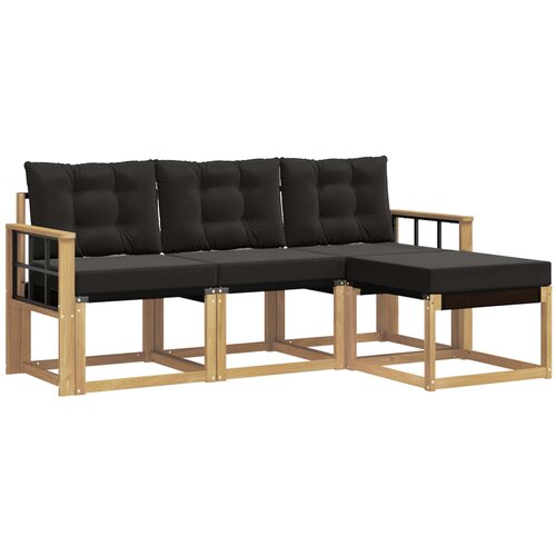 vidaXL Zunanja garnitura za sedenje z blazino 4 pcs Bela in črna, (5000280296) Cene