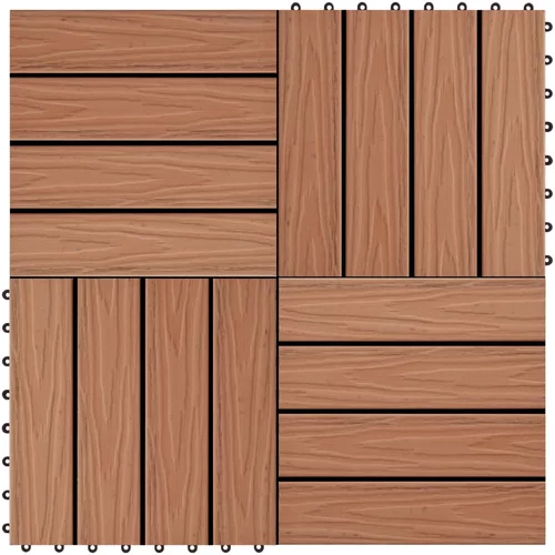 vidaXL 11 talnih plošč globok relief WPC 30x30 cm 1 m² svetlo rjave, (21143978)
