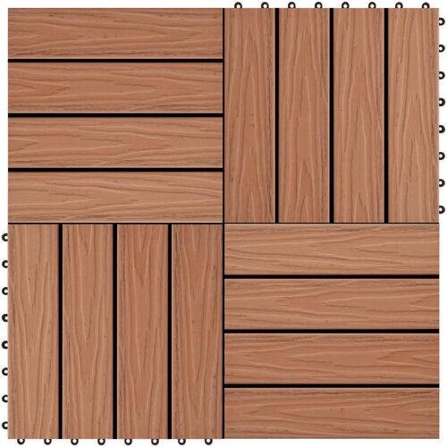 vidaXL pločice za trijem 11 kom reljefne WPC 30 x 30 cm 1 m² svijetlosmeđe Cijene