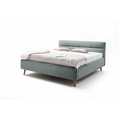 Meise Möbel Svijetloplavi tapecirani bračni krevet s prostorom za odlaganje s podnicom 140x200 cm Lotte -