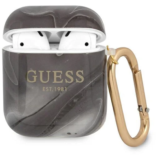 Guess GUA2UNMK ovitek za slušalke za AirPods 1 / 2 - marmor črn