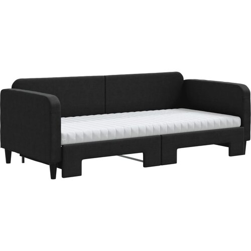  Dnevni krevet na razvlačenje s madracima crni 90x200 cm tkanina Slike
