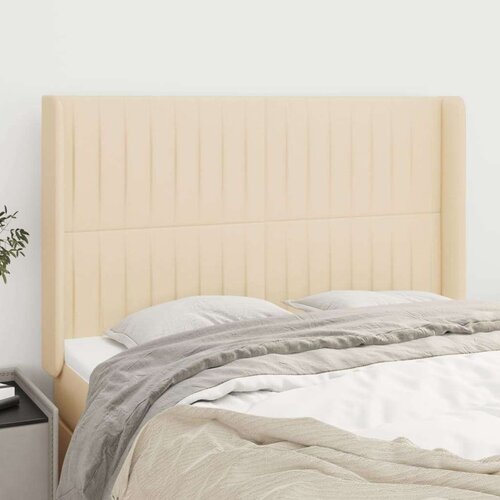  Uzglavlje s u&amp;scaron;ima krem 147x16x118/128 cm od tkanine Slike