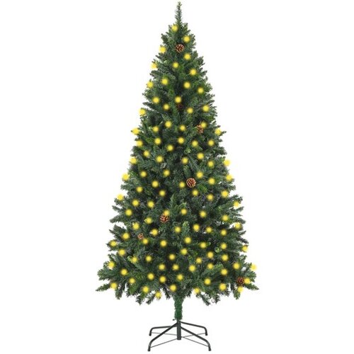  Umjetno božićno drvce s LED svjetlima i šiškama zeleno 210 cm Cene