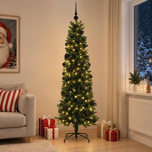  Umjetno usko božićno drvce s kuglicom 210 cm 300 LED lampica Cijene