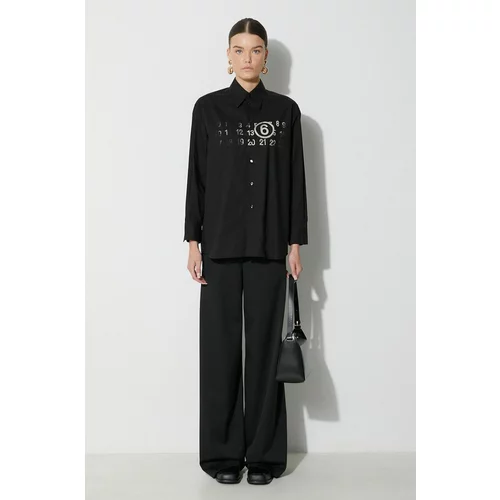 MM6 MAISON MARGIELA Pamučna košulja Long-Sleeved Shirt za žene, boja: crna, regular, s klasičnim ovratnikom, S62DT0023