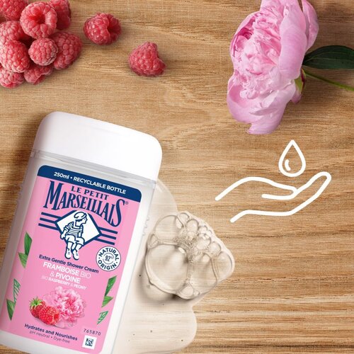 Le Petit Marseillais Raspberry &amp;amp; Peony Bio kremasti gel za prhanje 250 ml Slike