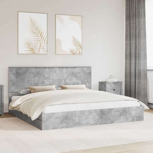  Krevet s od storage s uzglavljem Betonski sivi 200 x 200 cm Cene