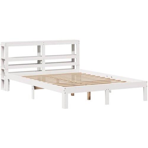 vidaXL Posteljni okvir z vzglavjem bel 160x200 cm trdna borovina, (21311126) Cene