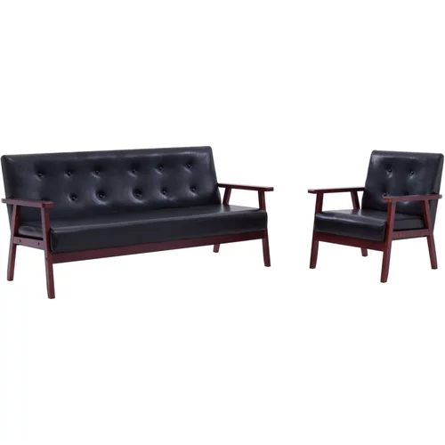  2-dijelni set sofa od umjetne kože crni