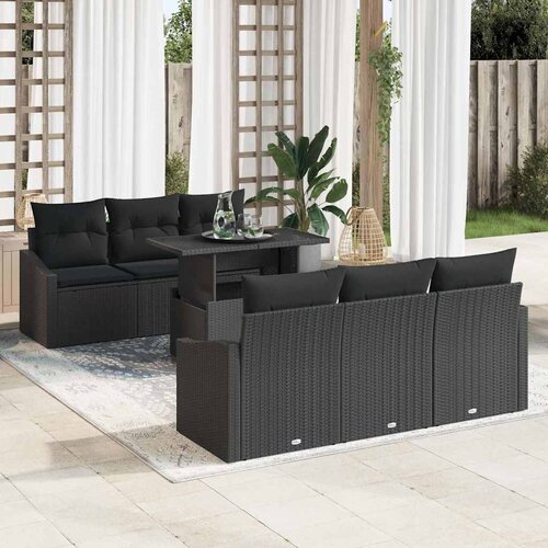  Sjedeća garnitura za vrt 7 kom. Crna poliratan 100 x 55 x 73 cm Slike