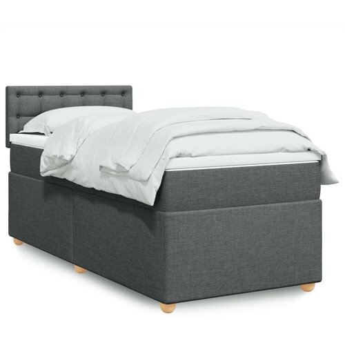 VidaXL Krevet s oprugama i madracem tamnosivi 90 x 190 cm od tkanine Slike