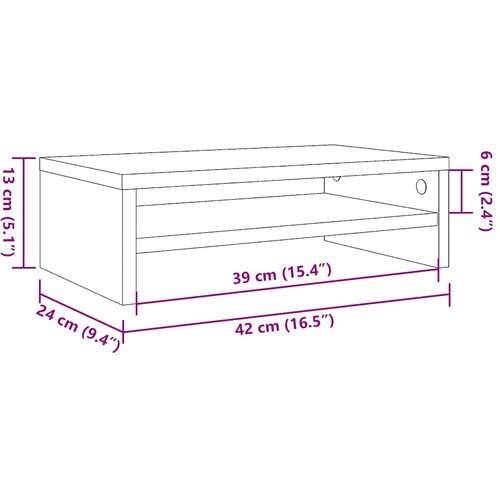  Stalak za monitor boja dimljenog hrasta 42 x 24 x 13 cm drveni Slike