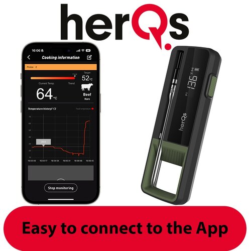 HerQs Single Max - BBQ termometer - kuhinjski termometer, žar, digitalni, temperatura jedra, termometer za meso, Bluetooth, aplikacija, brezžični, t, (20939183) Slike