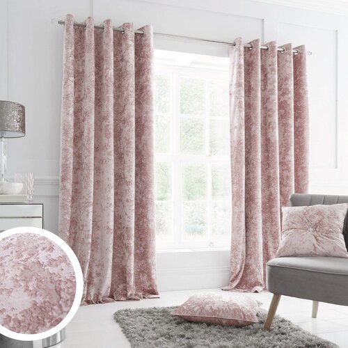 Catherine Lansfield Rožnate zavese v kompletu 2 ks 168x137 cm Crushed Velvet &amp;ndash; Slike