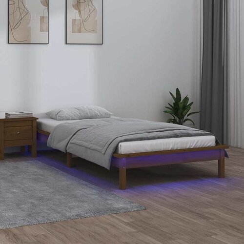  LED okvir kreveta boja meda 90 x 190 cm mali od masivnog drva Cene
