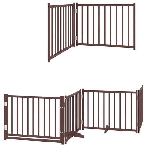  Vrata za pse s vrata&amp;scaron;cima 8 panela sklopiva 640 cm drvo topole Smeđa 80 x 60 x 2 cm Slike