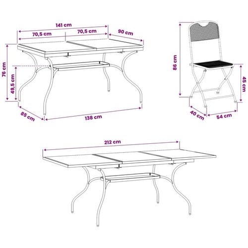  Vrtni set za objed 7 pcs Antracit 212 x 90 x 76 cm - 6-sjedalna Slike