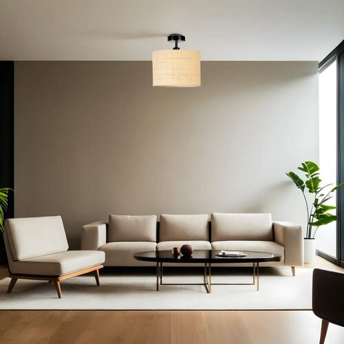 Opviq Hasır rattan abajurlu plafonyer avize goldblackbeige chandelier Slike