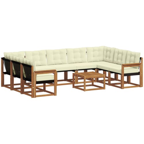  Set vanjskih sofa 10 kom. Prirodna i krem Smeđa 304 x 187,5 x 73 cm Slike