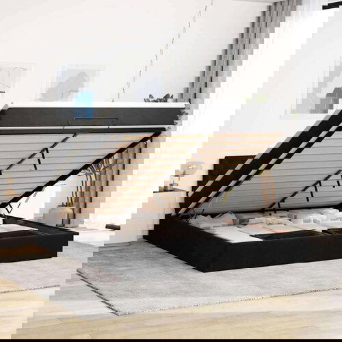 vidaXL Otomanski posteljni okvir z vzmetnico črn 180x200cm žamet Cene