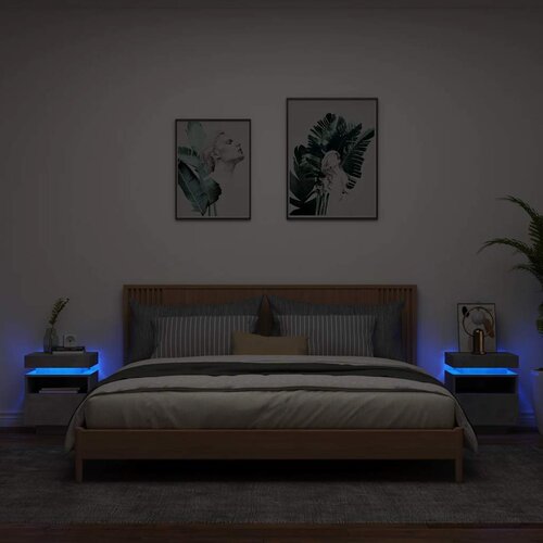  Noćni ormarići s LED svjetlima 2 kom boja betona 40x39x48,5 cm Cijene