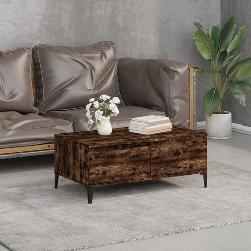 vidaXL Klubska mizica dimljeni hrast 90x50x36,5 cm inženirski les Cene