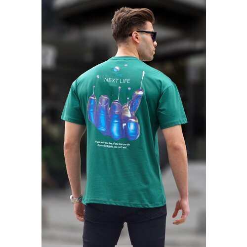 Madmext Men's Dark Green Printed Regular Fit T-Shirt 6121 Cene