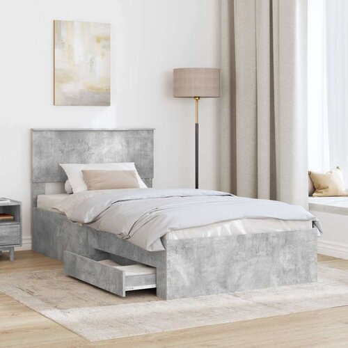  Okvir za krevet s uzglavljem Betonski sivi 100 x 200 cm Slike