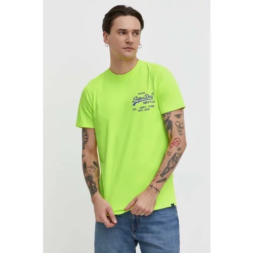 Superdry Pamučna majica za muškarce, boja: žuta, s tiskom