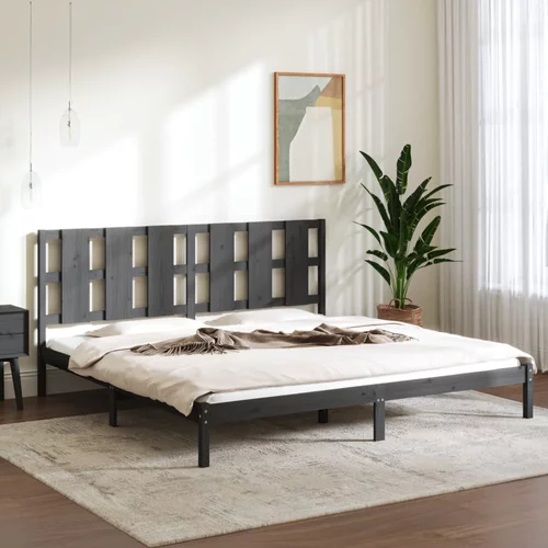  Okvir za krevet od masivnog drva sivi 180x200 cm 6FT veliki