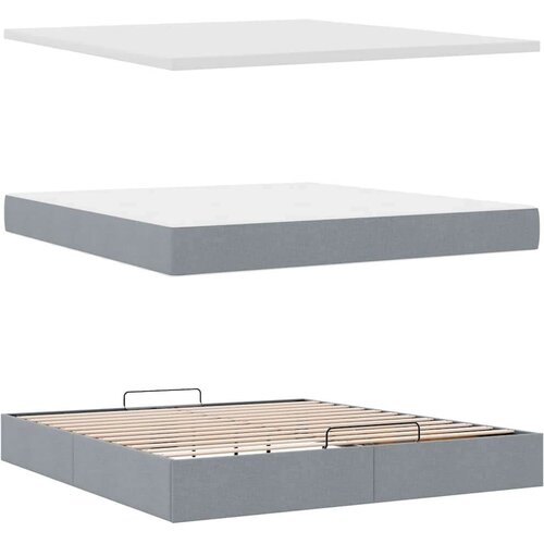VidaXL Otomanski krevet s madracem svijetlosivi 180x200cm od tkanine Slike