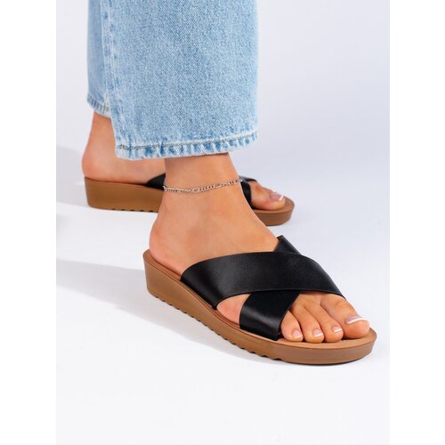 Shelvt Black Women's Platform Flip Flops Cene