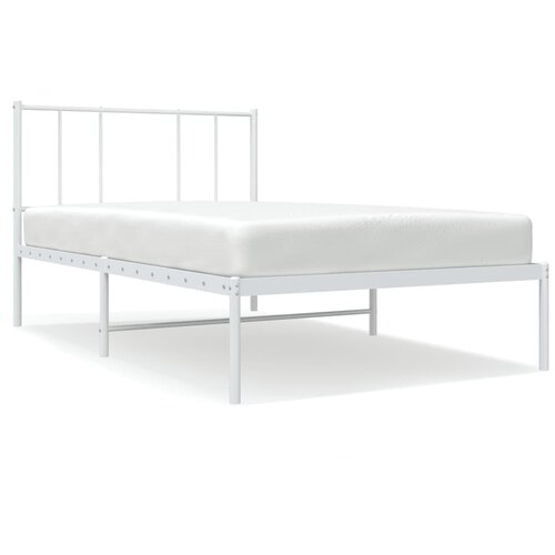 Maison Chic Kovinski Posteljni okvir - Enojna postelja - Postelja za odrasle z vzglavjem bel 100x200 cm, (21694295) Slike