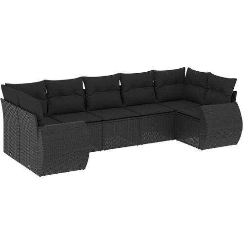 Maison Chic Seti vrtnega pohištva - Vrtna garnitura - Vrtni pohištvo set 7-delna z blazinami črn poli ratan, (21802524) Cene
