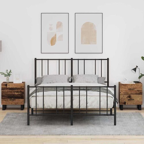  Noćni ormar 2 pcs Stari drvo i crna 40 x 35 x 47,5 cm Cijene