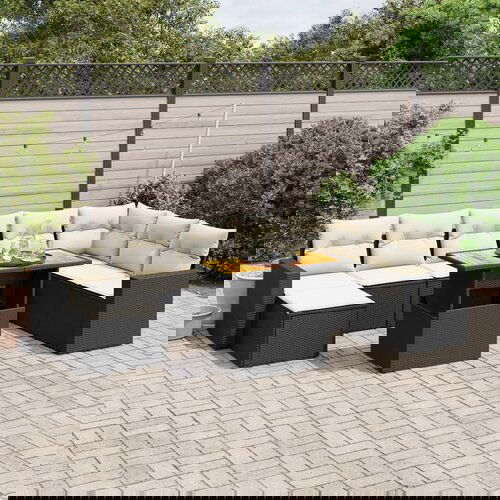 vidaXL 9-dijelni set vrtnih sofa s jastucima crni od poliratana Cijene