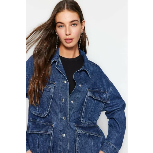 Trendyol Jacket - Blue - Oversize