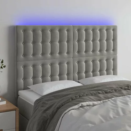  LED posteljno vzglavje svetlo sivo 144x5x118/128 cm žamet, (20793724)