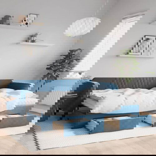 VidaXL Dnevni krevet na razvlačenje s ladicama plavi 90x200 cm bar&amp;scaron;un Slike