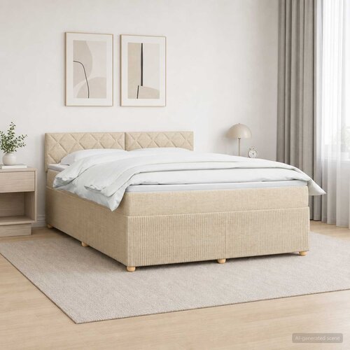  Boxspring krevet s madracem Krem 140 x 200 cm Tkanina Slike