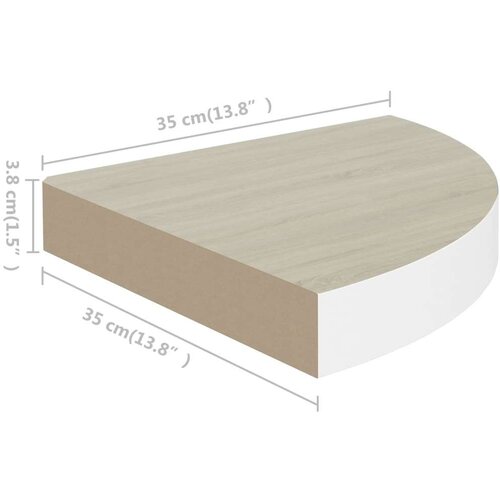 VidaXL Kotne stenske police 2 kosa hrast in bele 35x35x3,8 cm MDF Slike