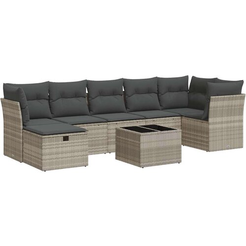 VidaXL 8-dijelni set vrtnih sofa od poliratana s jastucima svjetlosivi Slike