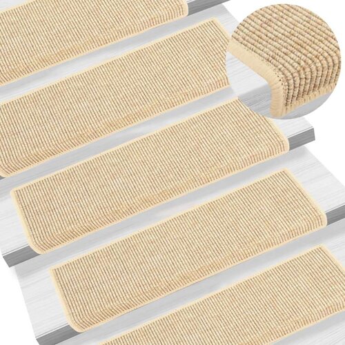  Samolepilne preproge za stopnice sisal 15 kosov 65x21x4 cm bež, (20753537) Cene