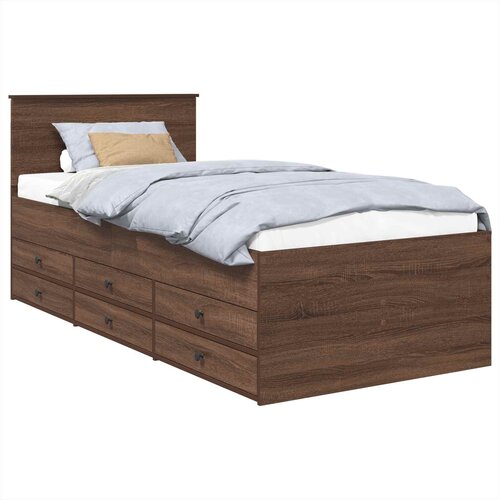 vidaXL Krevet na dan Smeđi hrast i crna 75 x 190 cm Konstruirano drvo - Smeđi hrast 75 x 190 cm Cijene
