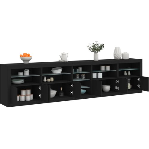 VidaXL Komoda z LED lučkami črna 283x37x67 cm Slike