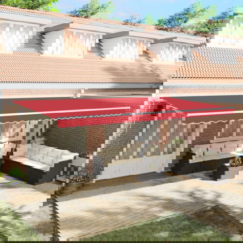 vidaXL avtomatska retraktibilna tenda rdeča 600x300 cm, zamenjava tkanine za tenda 6x3 m rdeča Cene