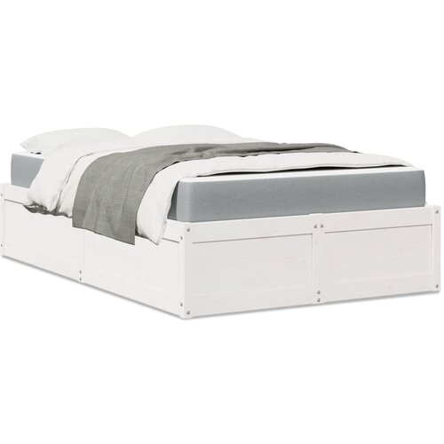 VidaXL Krevet s madracem bijeli 90x200 cm od masivne borovine Slike
