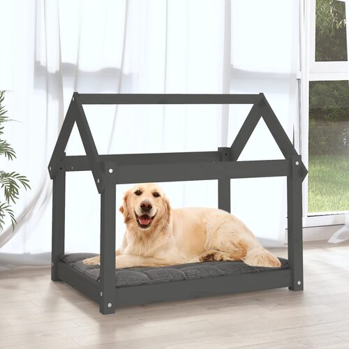  Krevet za pse sivi 81 x 60 x 70 cm od masivne borovine Slike